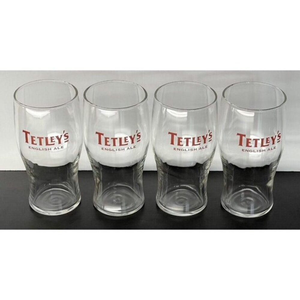 Beautiful set of 4 Tetley's English Ale Beer Glasses
